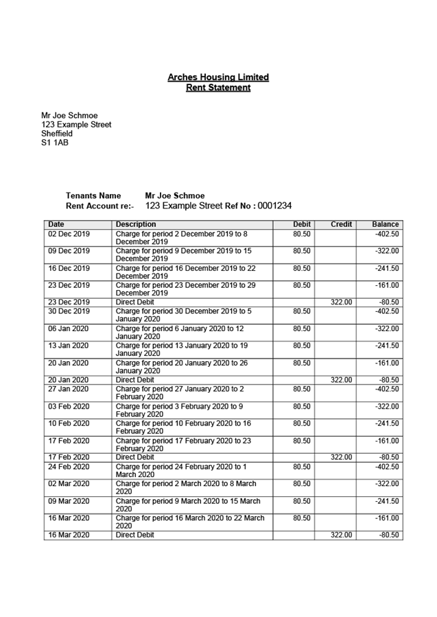 rent statement